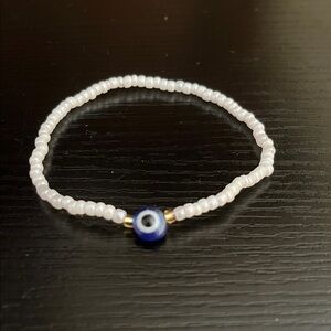Bead Bracelet with Blue Evil Eye Accent new